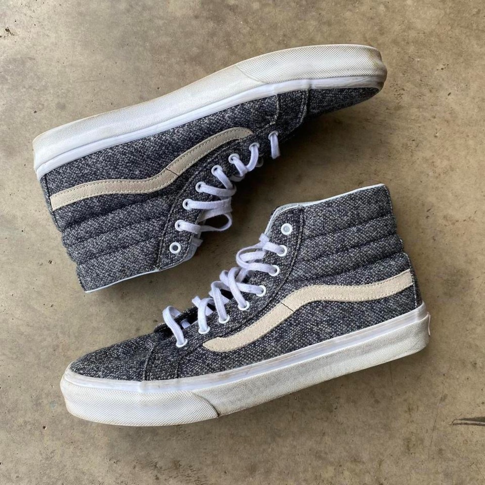 Vans Sk8-Hi reissue in a wool tweed type fabric.